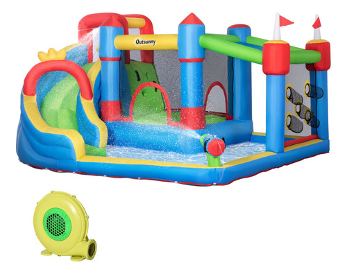 Outsunny Tobogan Acuatico Inflable 6 1 Castillo Parque Para
