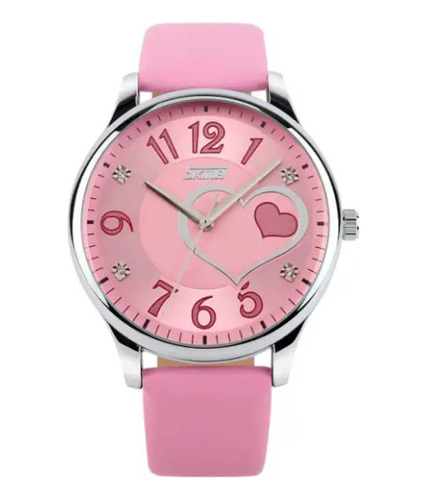 Reloj Analogico Casual Damas Skmei 9085 Rosado Correa Cuero