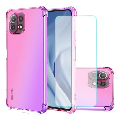 Funda Suave Silicona Degradado Para Xiaomi 11 Lite+mica