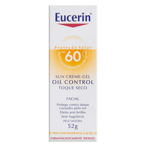 Imagem 1 de 1 de Protetor Solar Oil Control Gel-Creme Facial FPS 60 sem Fragrância Eucerin Caixa 52g