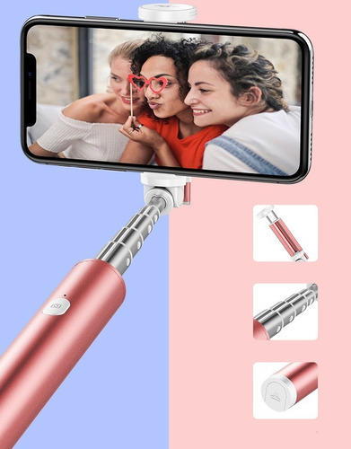 Bastão Monopod Selfie Bluetooth Magic Flute + Flash Led Rock