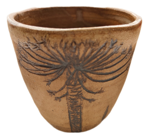 Vaso Rustico Pewen Con Sello En Cerámica Gres