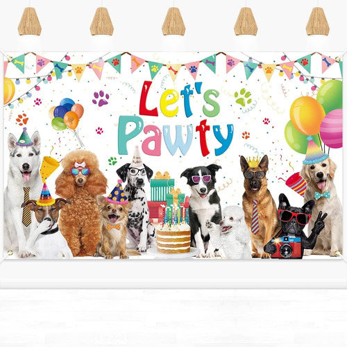 Let's Pawty - Cartel De Fondo De 71 X 43 Pulgadas Para Perro