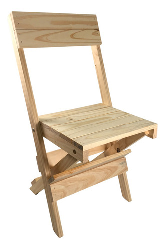 Silla Plegable De Jardín Madera Pino Macizo - 85 Cm Altura Natural Rústico