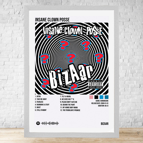 Cuadro Insane Clown Posse Bizaar 30x40 C/vidrio Y Marco C731 Blanco Moderno