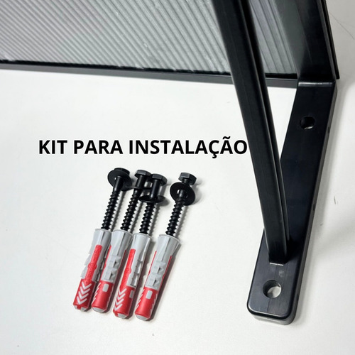 Toldo Policarbonato 1,00 X 0,50m Preto Com Kit De Instalação