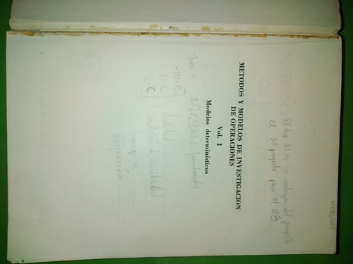 Libro Métodos Y Modelos De Investigación De Operaciones Vol1 (Usado)