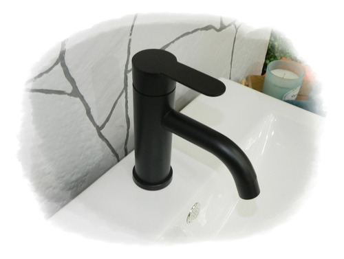 Mezcladora De Baño Arenci Cisne 18 Neg Bfsr Color Negra Y Acabado Mate
