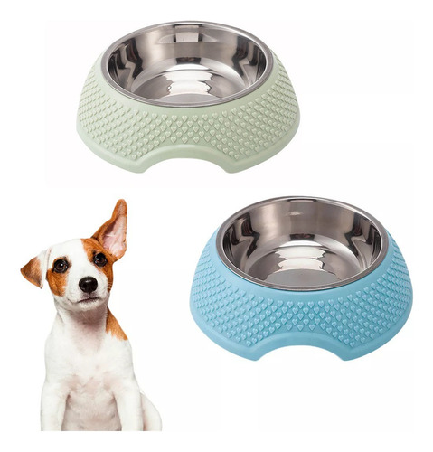 Plato Tazon Comedero Perros Y Mascotas Antiderrapante 2 Pzs