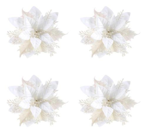12pcs Flores Brillo De Árbol De Navidad Adornos Navideños