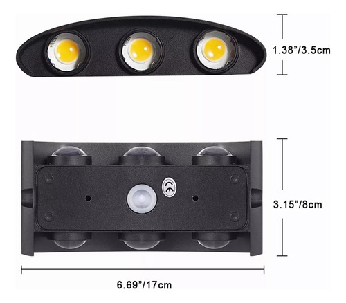 Aplique Led Para Pared Kivs Sorrent 3 Diseño Para Exterior Lampara Led 6 Luces