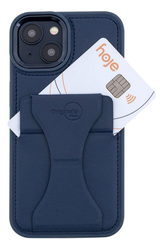 Capa iPhone 15 Com Porta Cartão E Suporte,iplace, Azul