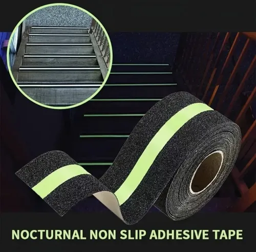 Cinta Antideslizante Negra Con Fluorescente - 50mm X 5mts.