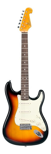 Guitarra eléctrica SX Vintage Series FST62 stratocaster de aliso 3-tone sunburst brillante con diapasón de palo de rosa