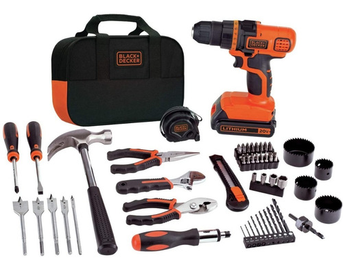 Taladro Black & Decker Inalambrico 20v Kit De 68 Piezas