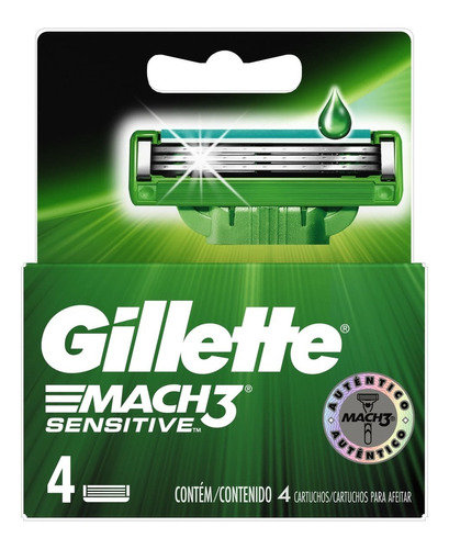 Cartuchos Para Máquina De Afeitar Gillette Mach3 Sensitive 4 Cartuchos