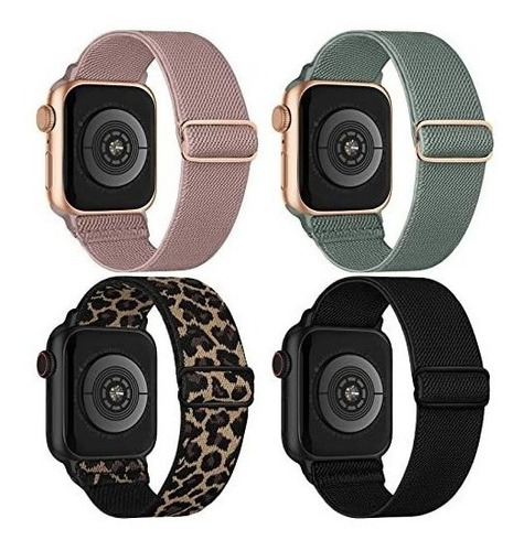 Bandas De Nylon Elastico Solo Loop Para Apple Watch Pack X4