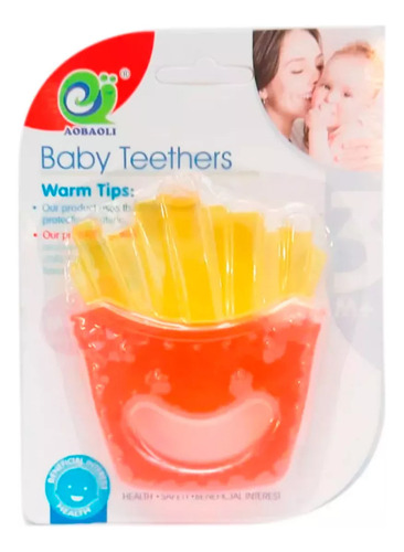 Mordillo De Silicona Con Forma De Papas Fritas Color Celeste