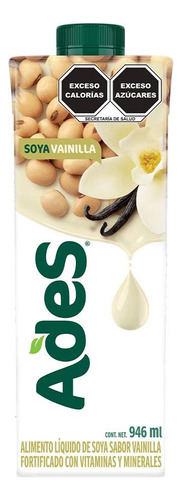 Ades Bebida De Soya Vainilla 946 Ml. 12 Pzs.