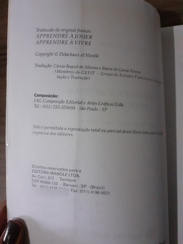 Livro Aprender A Brincar Aprender A Viver Aufauvre S7 (Usado)