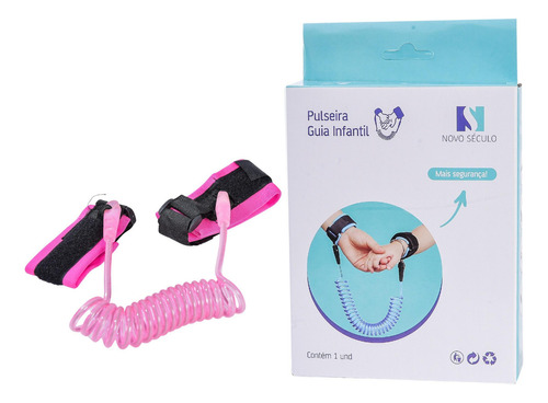 Pulseira De Segurança Infantil Resistente Viagem 1,5m Rosa