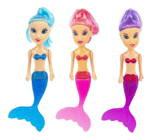 Muñeca De Juguete Mini Sirena Sirenita Para Niñas 3 Piezas