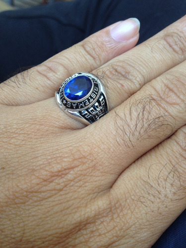 Anillos Graduación - Tamaño 6x8 - Piedra Azul Rey