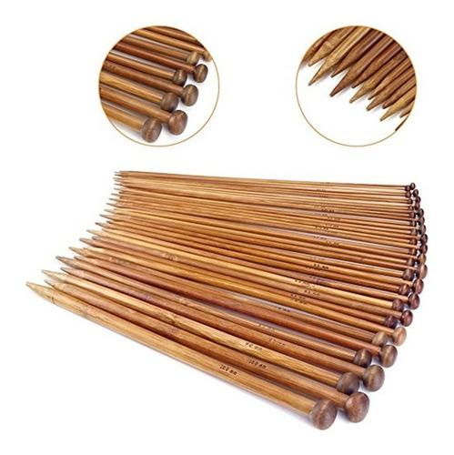 Imagen 6 de 9 de Set De 36 Palillos Rectos De Bambu Para Tejer - 35cm