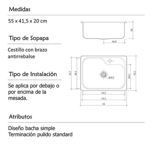 Imagen 3 de 3 de Bacha Johnson Luxor Mini De Cocina Si55a