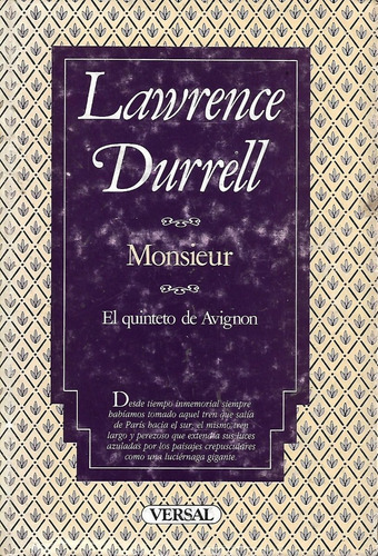 Monsieur  El Quinteto De Avignon Lawrence Durrell  Yf