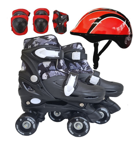 Imagen 1 de 9 de Patines Extensibles Scooter Artistico + Casco + Protecciones