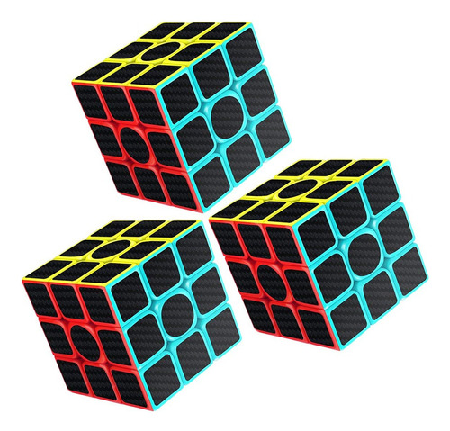 Paquete 3 Cubo Magico Rubik 3x3 Cobra Fibra Carbono