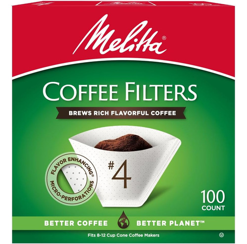 Filtro De Café Con Cono #4 Blanco 100 Uds