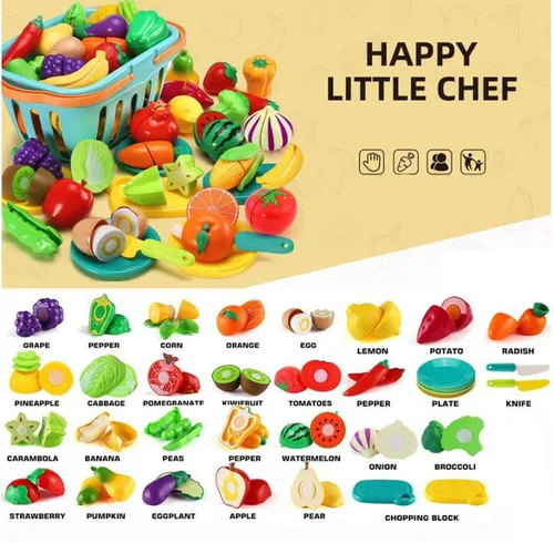 Niño Juguete De Cocina 70pz Corta Frutas Verduras Juego