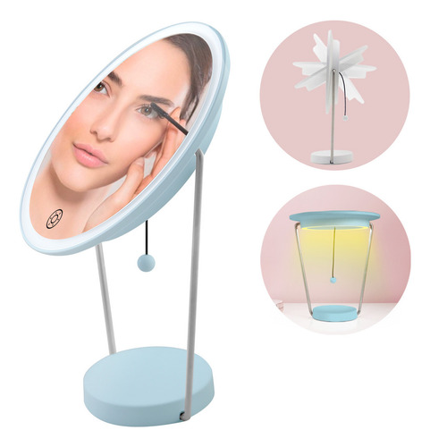 Espejo De Luz Led Lampara Touch Recargable Brillo Ajustable