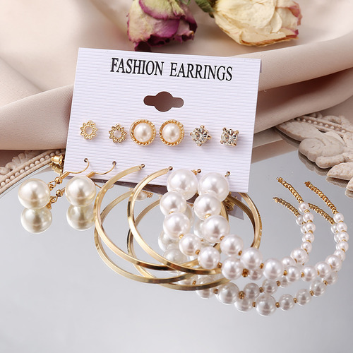 Set De Aretes Con Borlas De Perlas Acrílicas Personality Geo