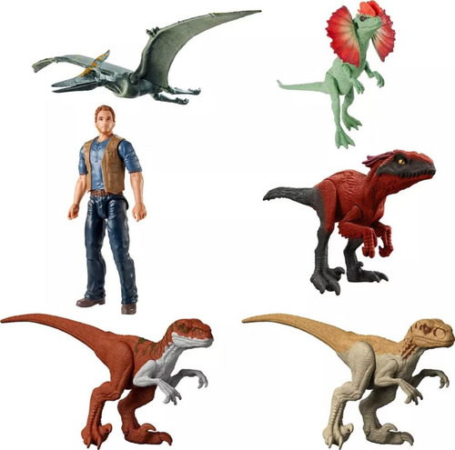 Dinossauros Jurassic World Pack 6 Unid Articulados Mattel