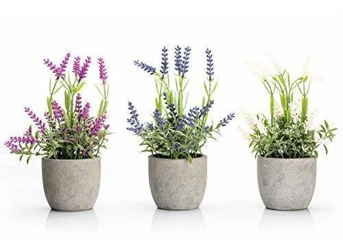 Velener Mini Flores De Lavanda Falsas En Maceta Para Decorac