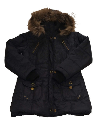 Yh) Campera Parka Abrigo, Nena T. 14 Negra  Rex New Planet 