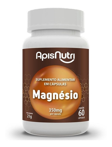 Suplemento Em Cápsulas Apisnutri Alimentar Magnésio Minerais/vitaminas Sabor Natural Em Pote De 200g 60 Un