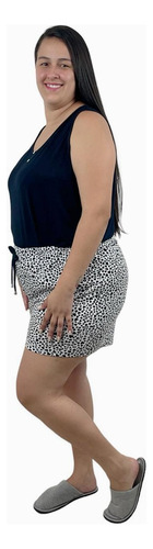 Pijama De Verão Plus Size Com Bermuda E Regata Confortável