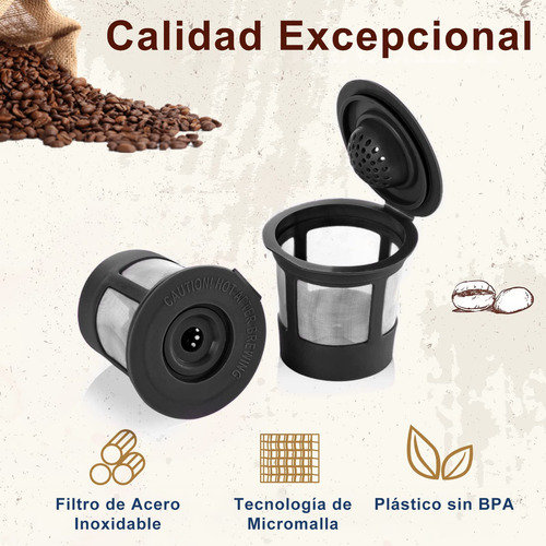 Cápsulas De Café Recargables 4 Pack Filtro Reutilizable Y Cu