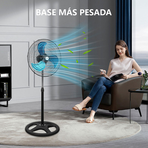 2 Ventiladores De Pedestal Industrial Cm-top 18 Pulgadas Aspas Metálico Con 3 Velocidades Potencia 75w Altura Ajustable Oscilación Horizontal 90° 2 Ventiladores Pie En Una Caja Estructura Negro