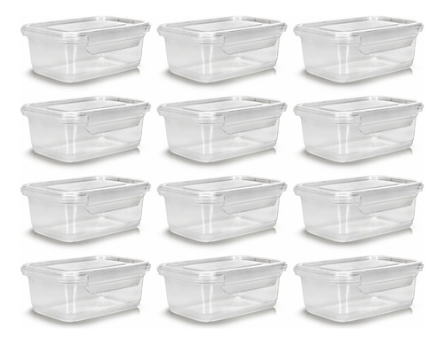 Pote Com Trava Micro E Freezer 1000ml Kit C12u Reutilizável