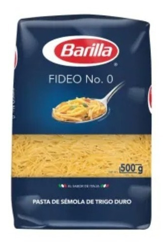 Imagen 1 de 1 de Pasta Fideo No. 0 500 Gr Barilla Pasta De Semola De Trigo