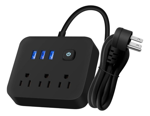 Regleta De 6 Salidas Con Usb Y Enchufe Plano En 45°