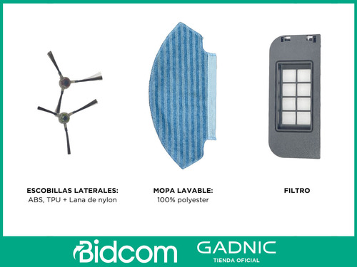 Kit Repuestos Mopa Filtro Cepillo Gadnic Aspiradora Rob00507