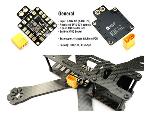 . Placa De Distribuição De Energia Pdb Xt60 Bec 5v 2a 12v