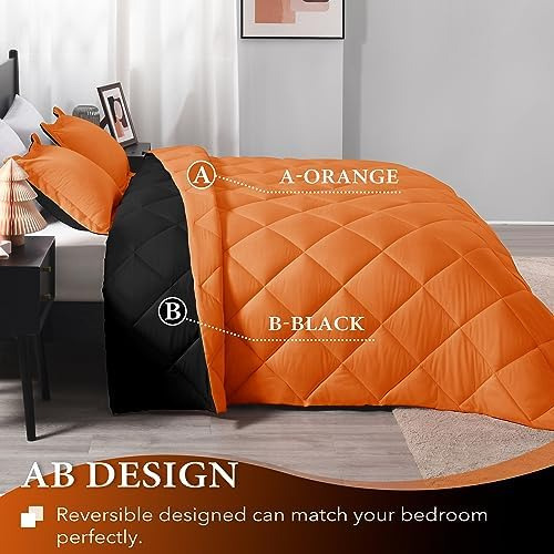 Downluxe Juego De Edredón King Size ' Edredón King Naranja Y