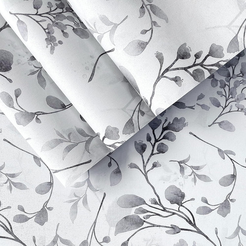 Papel Pintado Orainege Con Estampado Floral Gris Que Se Pela
